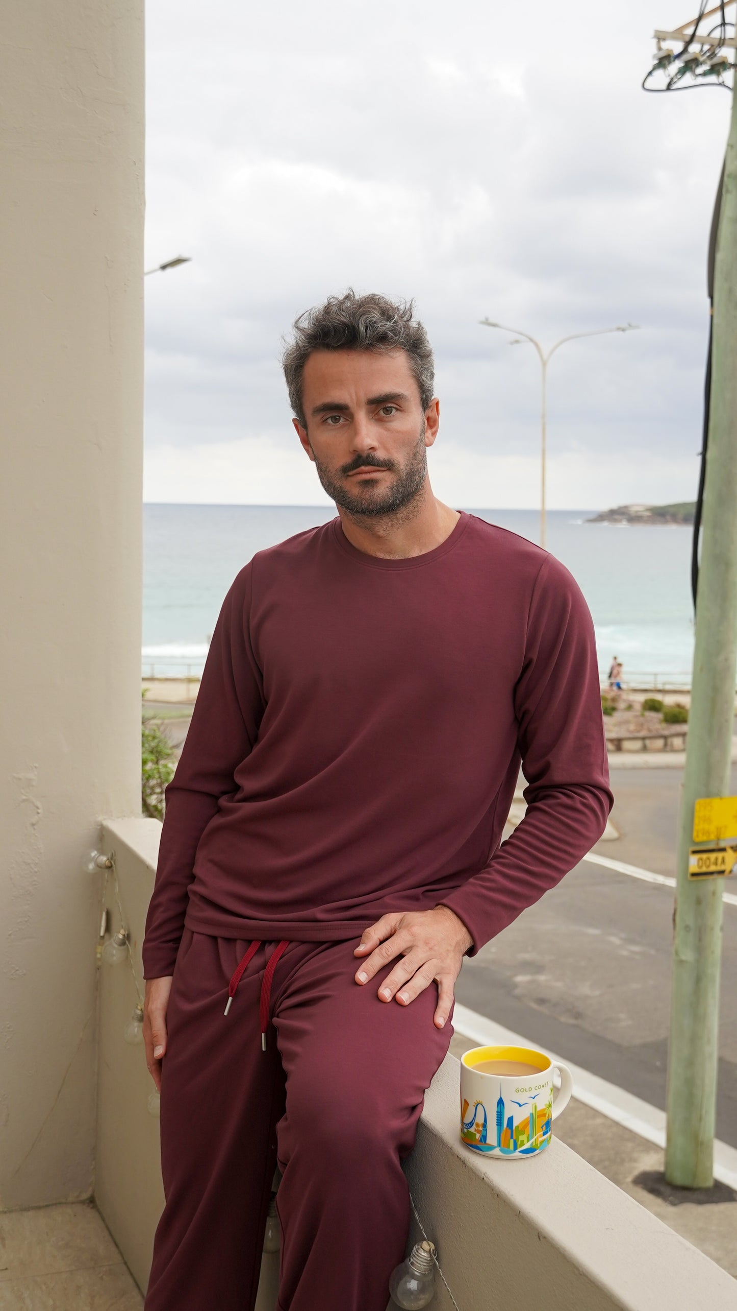Premium Men's Pyjama Winter 'Heavyweight' Top - Burgundy Colour