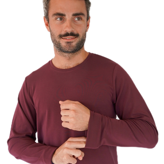 Men's Sleepwear 'Heavyweight' Top - Burgundy Colour